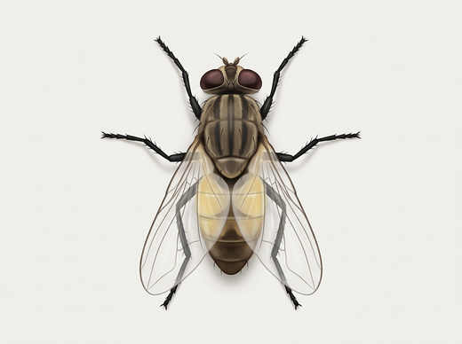 Mała mucha domowa (Fannia cancularis) z góry