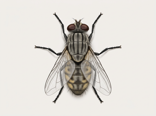 Duża mucha domowa (Musca domowa) z góry