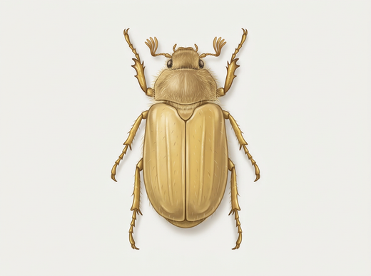 Chrząszcz czerwcowy (Amphimallon solstitiale) z góry, żółtobrązowy z bardzo owłosionym przedpleczem