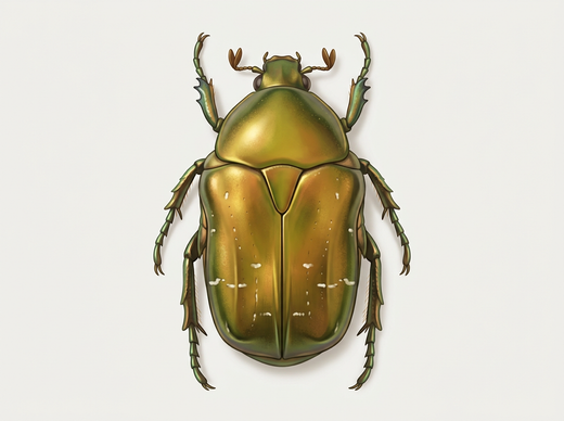 Chrząszcz różany (Cetonia aurata) z góry, metalicznie złocistozielony z małymi białymi plamkami