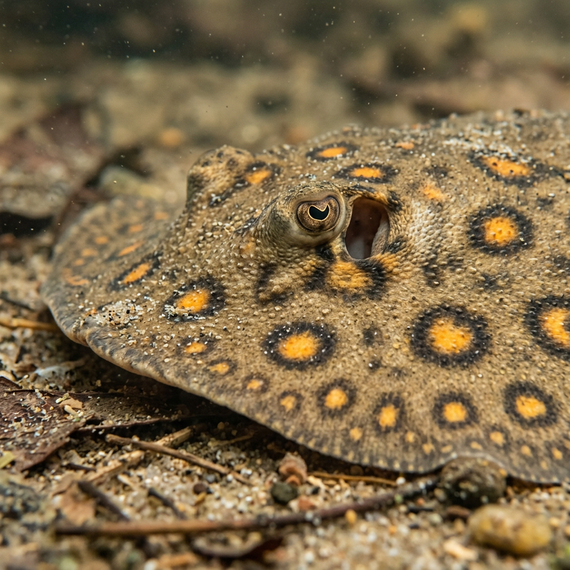 Gefleckter Süßwasserrochen (Potamotrygon motoro), ilustracja AI