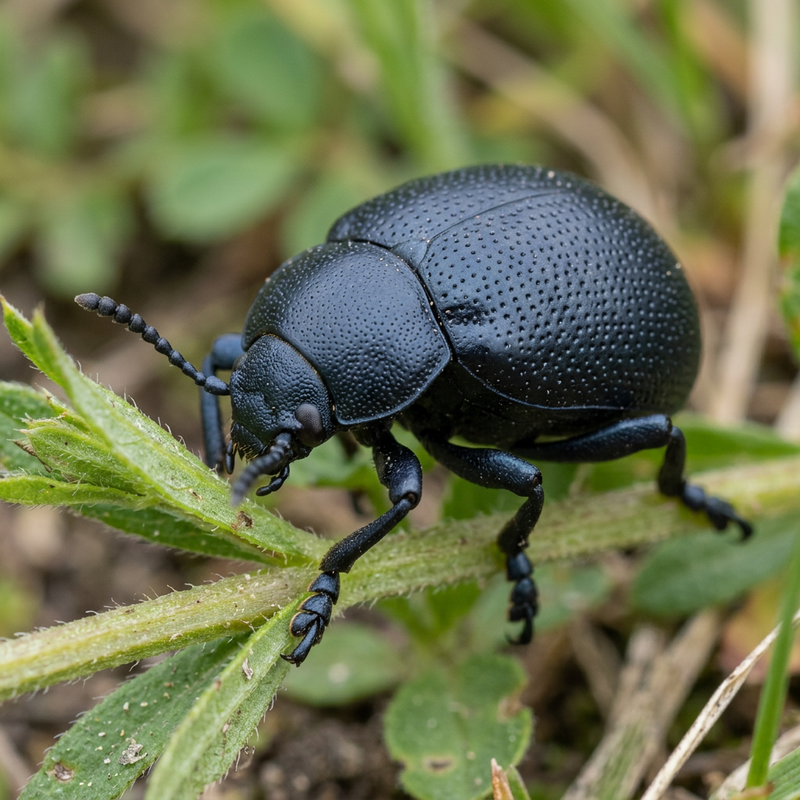 Großer blauschwarzer Blattkäfer (Timarcha tenebricosa), ilustracja AI