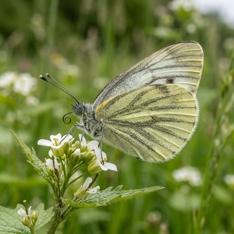 Biały motyl z zielonymi żyłkami