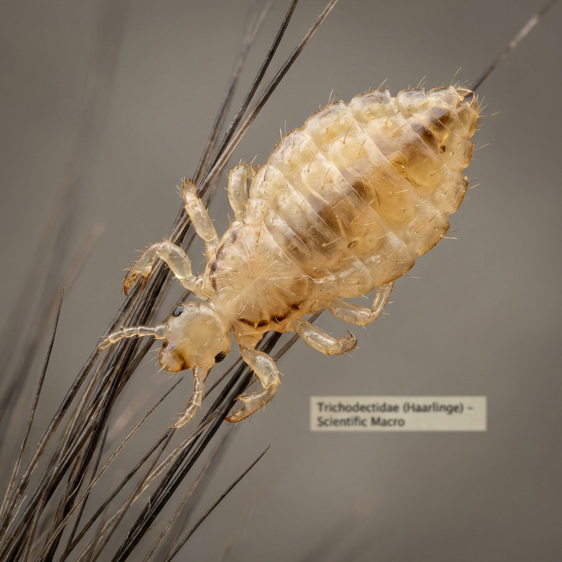 Włosy (Trichodectidae), ilustracja AI