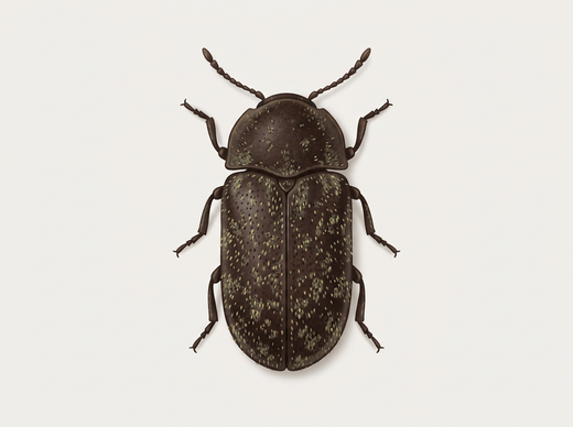 Chrząszcz gryzonia srokate (Xestobium rufovillosum) z góry