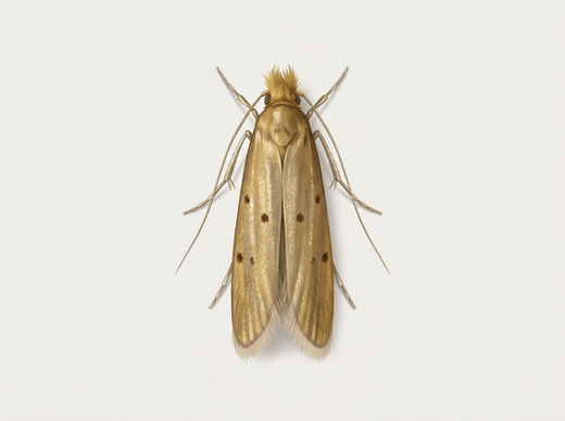 Ćma futerkowa (Tinea pellionella), ćma z góry