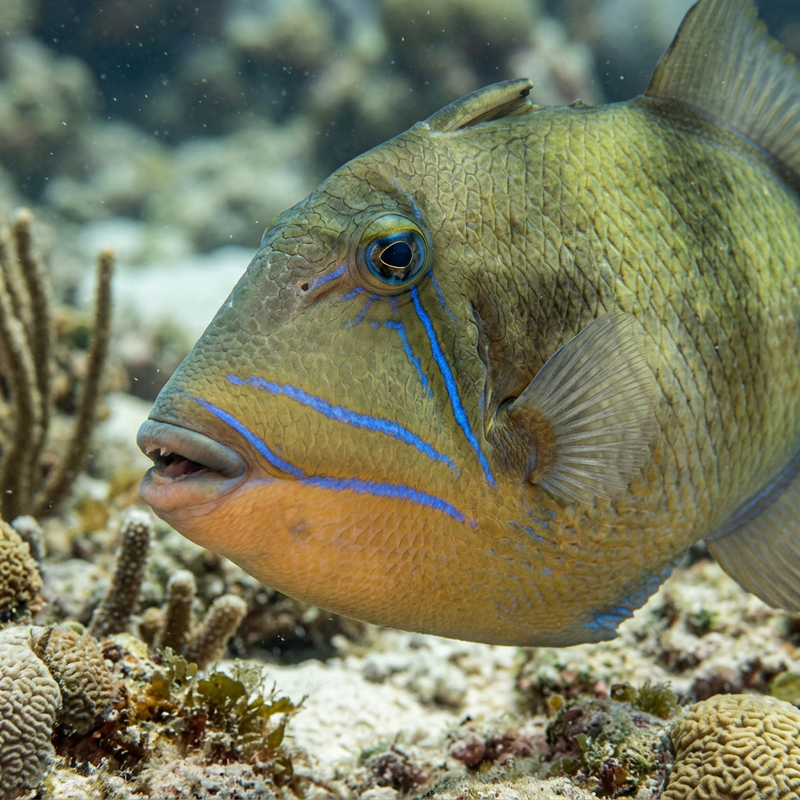 Königin-Drückerfisch (Balistes vetula), ilustracja AI