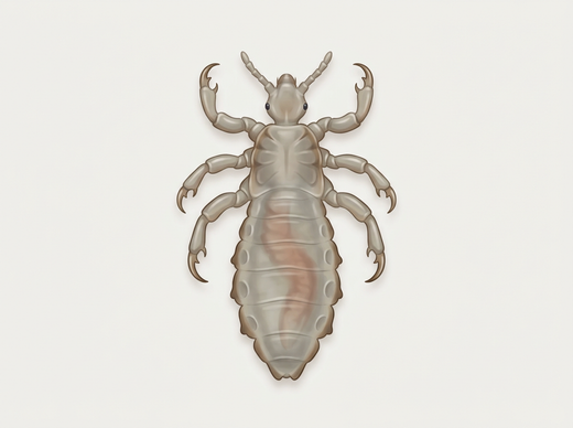 Wszy głowowe (Pediculus humanus capitis) z góry, znacznie powiększone