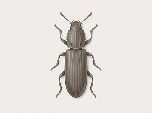 Chrząszcz zbożowy (Oryzaephilus surinamensis) z góry