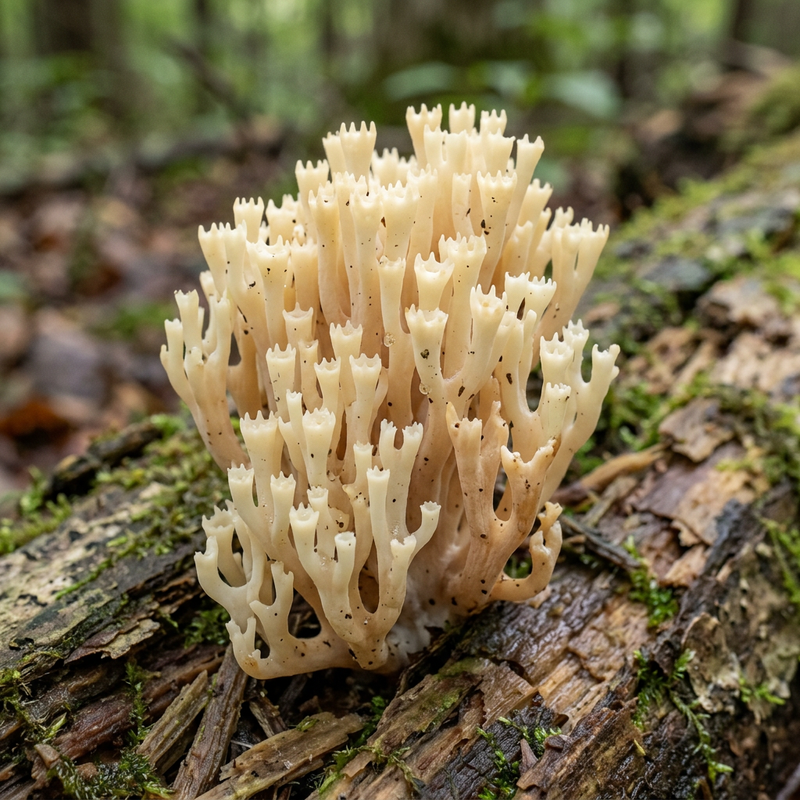 Korona koralowa (Artomyces pyxidatus), ilustracja AI