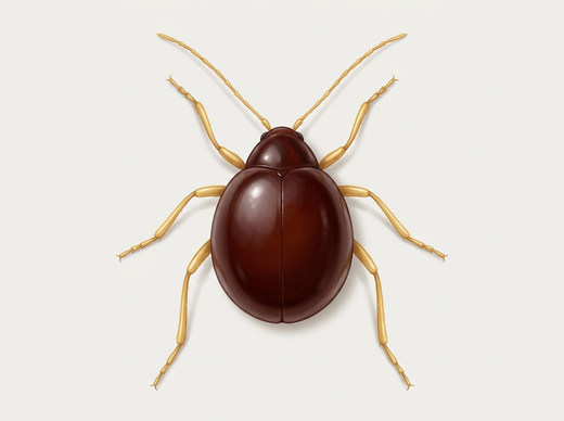 Chrząszcz kulisty (Gibbium psylloides) z góry