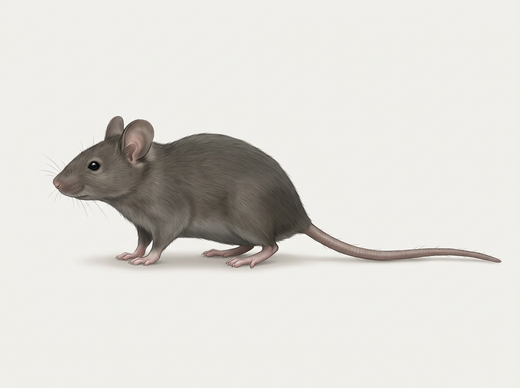 Mysz domowa (Mus musculus domowy) z boku