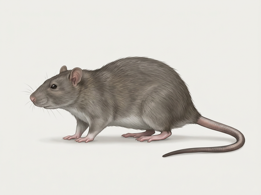 Brązowy szczur (Rattus norvegicus) z boku