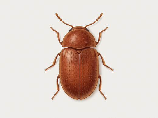 Żywiak chlebowiec (Stegobium paniceum) widziany z góry