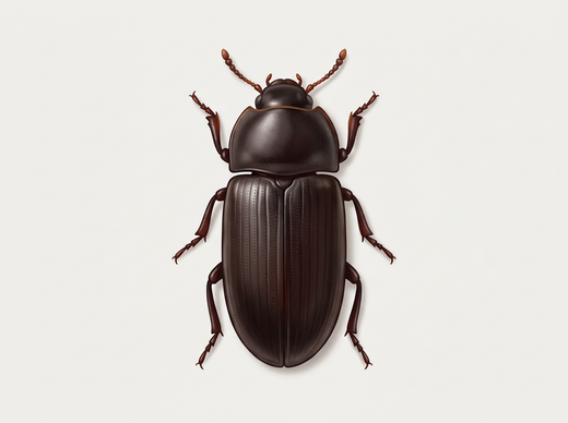 Pleśniakowiec lśniący (Alphitobius diaperinus) widziany z góry