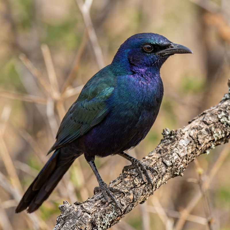 Meves-Glanzstar (Lamprotornis mevesii), ilustracja AI