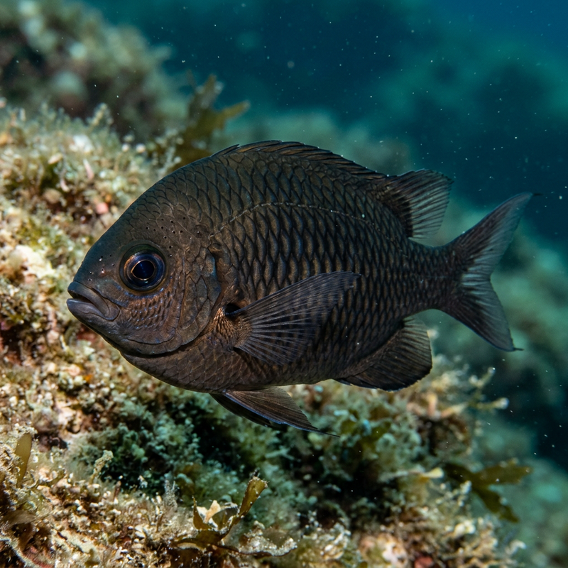 damasowy (Chromis chromis), ilustracja AI