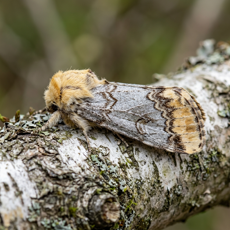 Mondvogel (Phalera bucephala), ilustracja AI