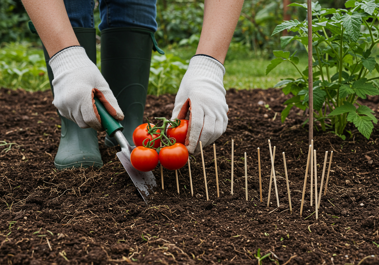 Neudorff Azet DüngeSticks für Tomaten und Erdbeeren — Anwendungs-Szene