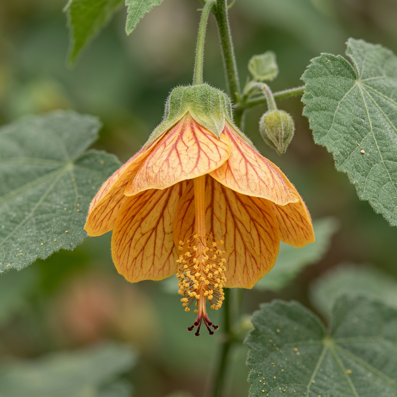 Piękny malwa (Abutilon), ilustracja AI