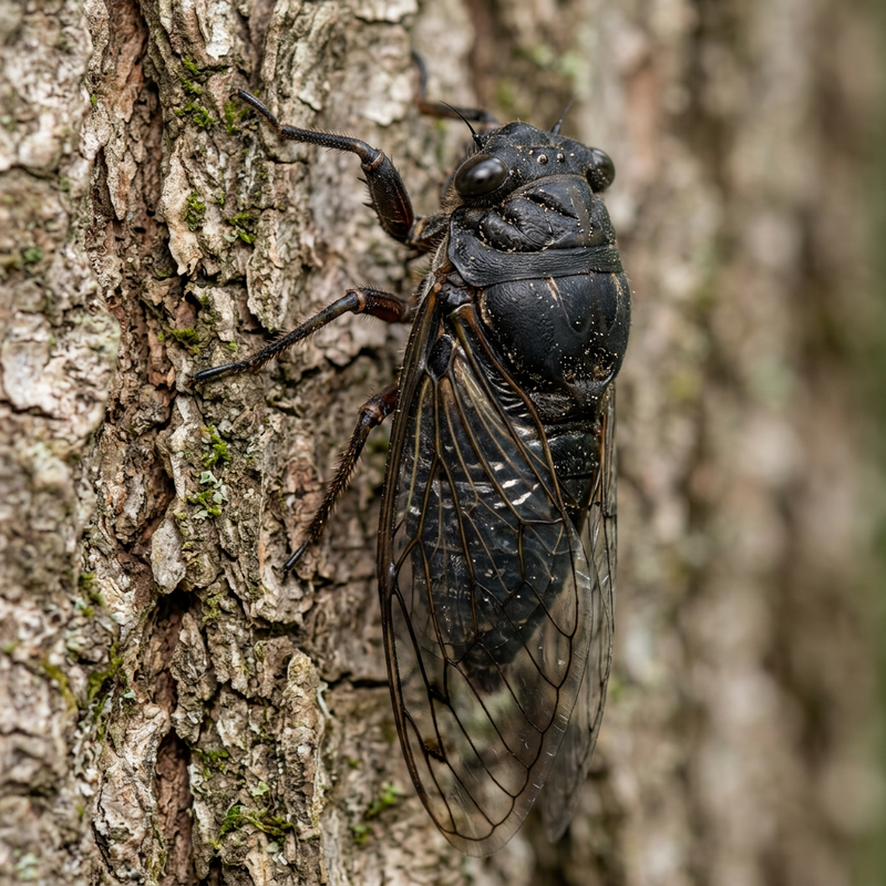 Schwarze Singzikade (Cryptotympana atrata), ilustracja AI