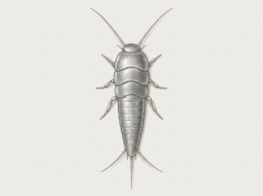 Rybik cukrowy (Lepisma saccharinum) widziany z góry