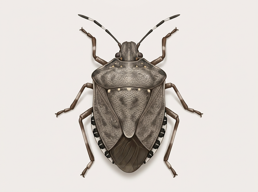 Marmurkowaty śmierdzący błąd (Halyomorpha halys) z góry