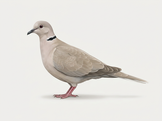 Gołębica turecka (Streptopelia decaocto) z boku, beżowo-szara z czarną opaską na szyję