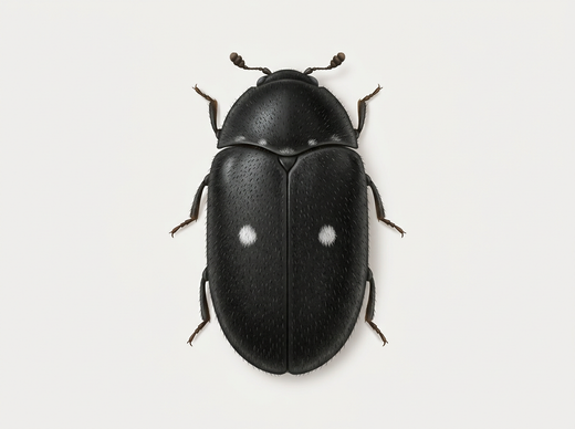 Chrząszcz plamisty (Attagenus pellio), chrząszcz z góry