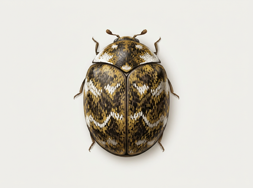 Chrząszcz wełnisty (Anthrenus verbasci), chrząszcz z góry