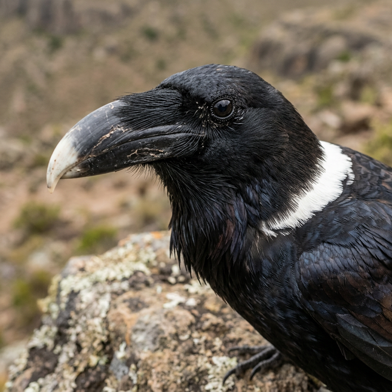 Weißhalsrabe (Corvus albicollis), ilustracja AI