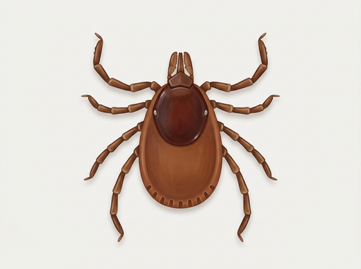 Brązowy kleszcz (Rhipicephalus sanguineus) z góry