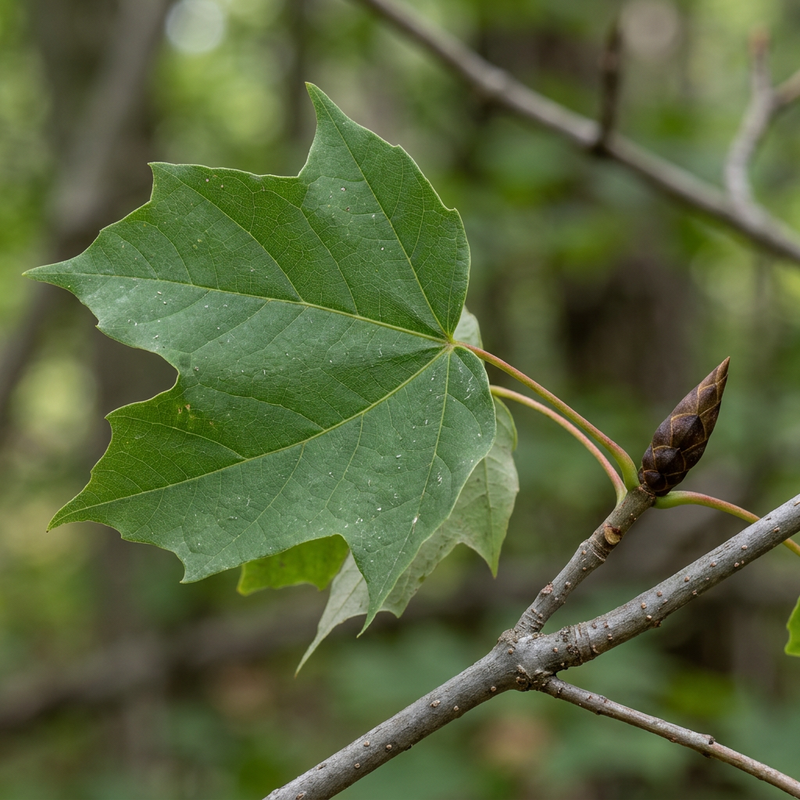 Klon cukrowy (Acer saccharum), ilustracja AI