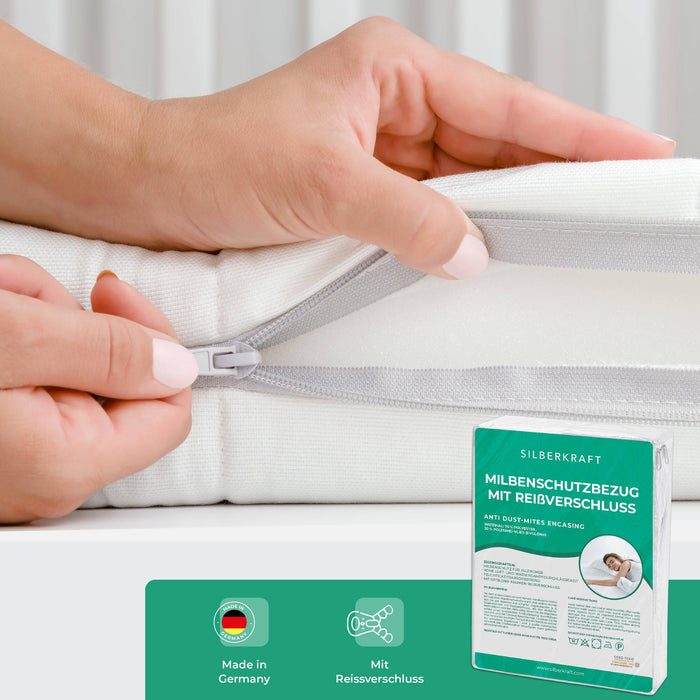 Anti-Milben-Bezug - Matratzenvollschutz mit Reissverschluss - Silberkraft