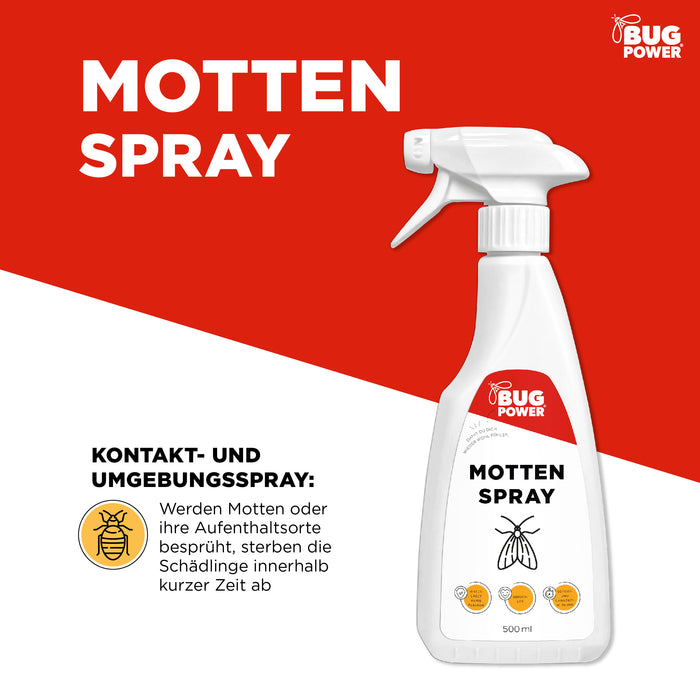 Spray na mole BugPower na mole odzieżowe i spożywcze - z efektem powalającym - srebrna moc