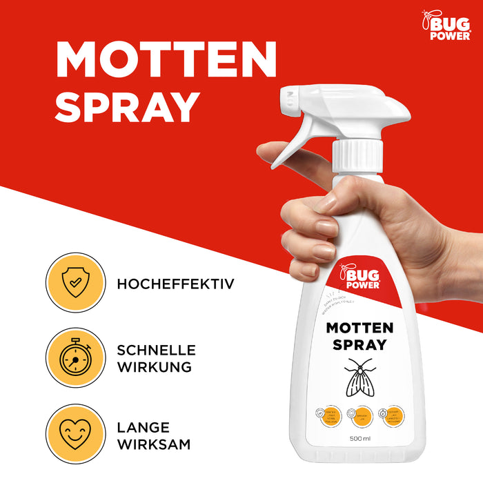 Spray na mole BugPower na mole odzieżowe i spożywcze - z efektem powalającym - srebrna moc
